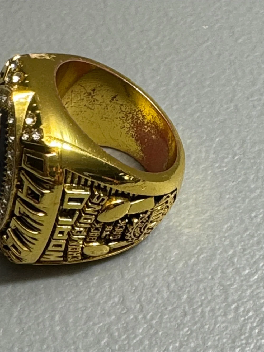Gold and Navy Men's Championship-Style Ring